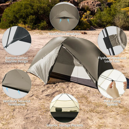 Naturehike Mongar Pro 123 Ultralight Three Season Outdoor Waterproof 20D Nylon Hiking Tent 2 Person Rucksack Camping Riding Tent