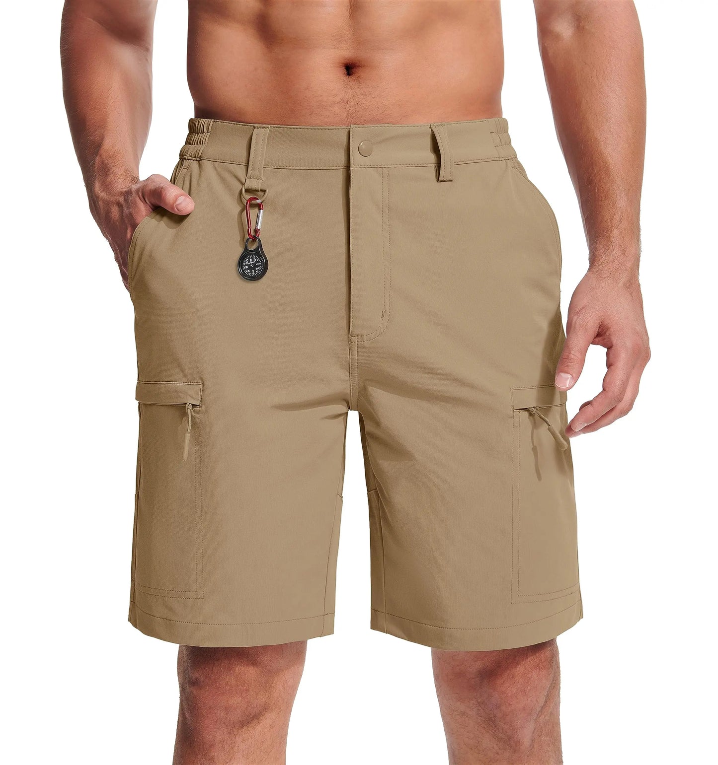 MAGCOMSEN Men's Cargo Shorts Multi-Pocket Elastic Breathable Quick-Drying Outdoor D-Ring Design Shorts Hiking Fishing Shorts
