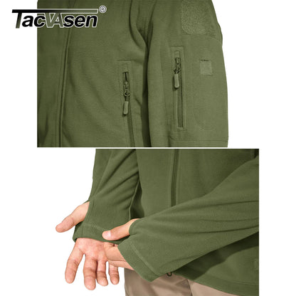TACVASEN Winter Hooded Coats Mens Fleece Jackets Full Zip Up Multi-Pockets Fishing Hiking Climbing Outerwear Causal Parka Tops