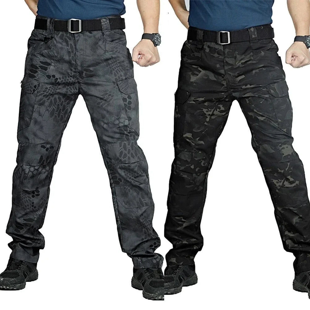 Men Multi-Pockets Cargo Pants Quick Dry Outdoors Sports Tactical Trousers Camouflage black Trousers for Travel Hiking climb