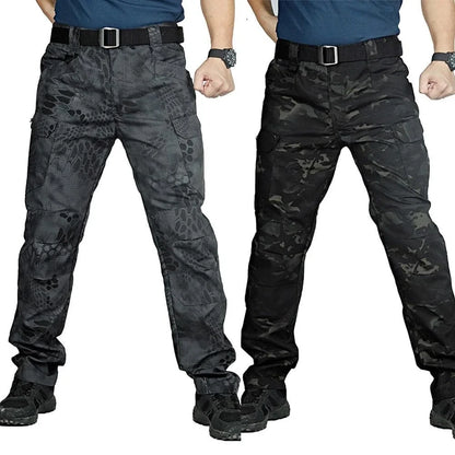Men Multi-Pockets Cargo Pants Quick Dry Outdoors Sports Tactical Trousers Camouflage black Trousers for Travel Hiking climb