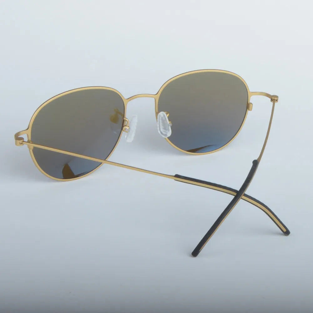 Handmade Pure Titanium Polarized Sunglasses Men Oval Round Eyeglasses Outdoors Women Big Face Spectacles Eyewear No Fade Eyewear