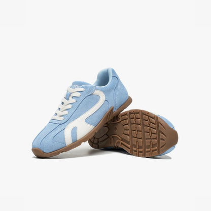 BEAUTODAY Casual Sneakers Women Cow Suede Leather Mixed Color Round Toe Outdoors Trainers Lace-Up Ladies Shoes Handmade 29957