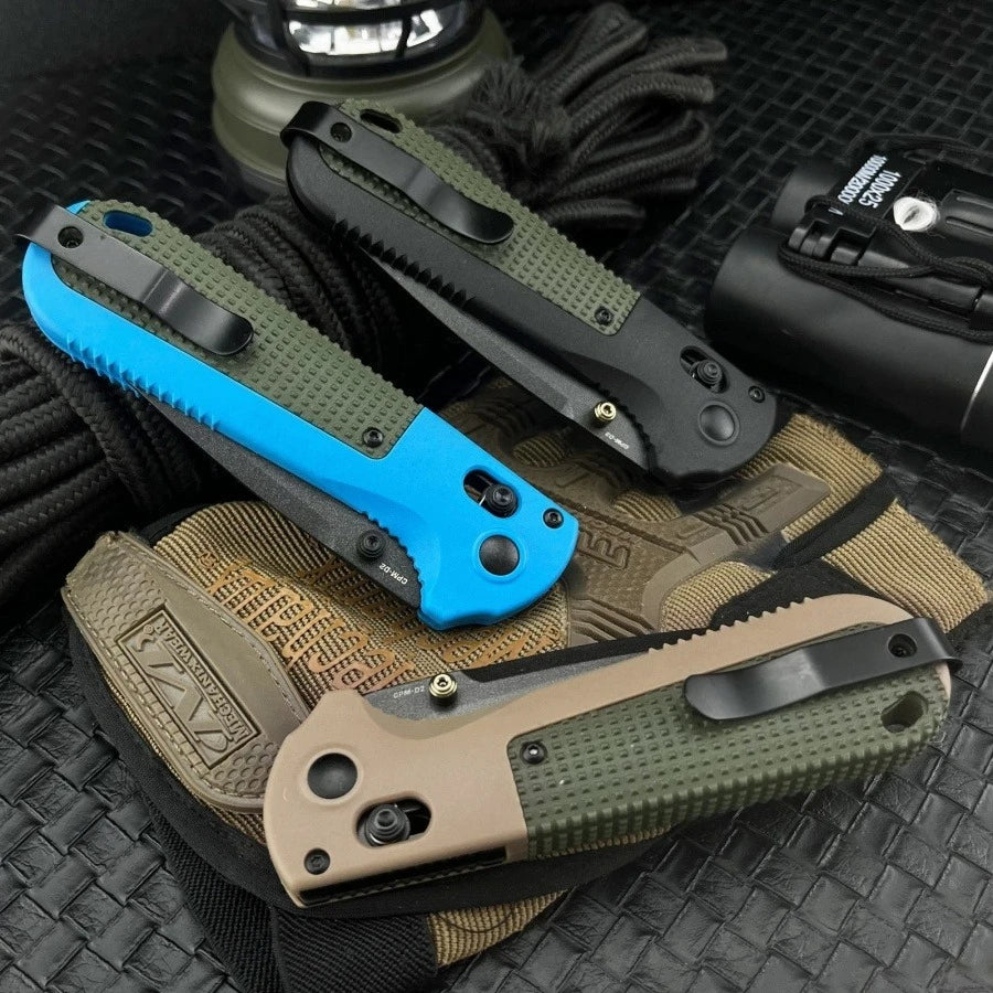 BM 430 Portable Folding Knife with D2 Blade Nylon Fiber Handle Suitable for Outdoor Camping Hiking and Picnicking Fruit Knife