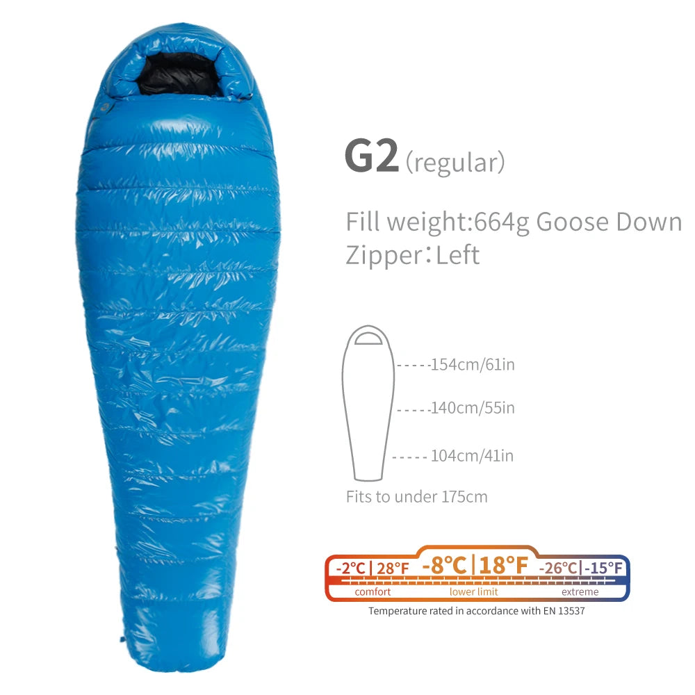 AEGISMAX G2 -8 Degree 800FP Goose Down Sleeping Bag Ultralight Outdoor Camping Hiking Sleeping Bag for Men & Women