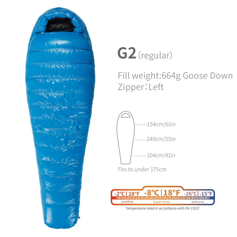 AEGISMAX G2 -8 Degree 800FP Goose Down Sleeping Bag Ultralight Outdoor Camping Hiking Sleeping Bag for Men & Women