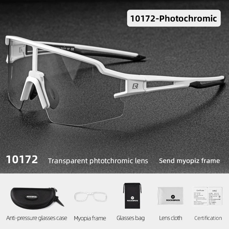 ROCKBROS Photochromic Polarized Bicycle Sunglasses UV400 Sunscreen Fishing Camping Hiking Riding Men Women Eyeglasses Eyewear