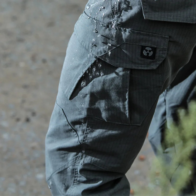 Mens Tactical Cargo Pants Elasticity Outdoor Urban Commute Comfortable Waterproof Multi-pocket Climbing Hiking Casual Pants Male