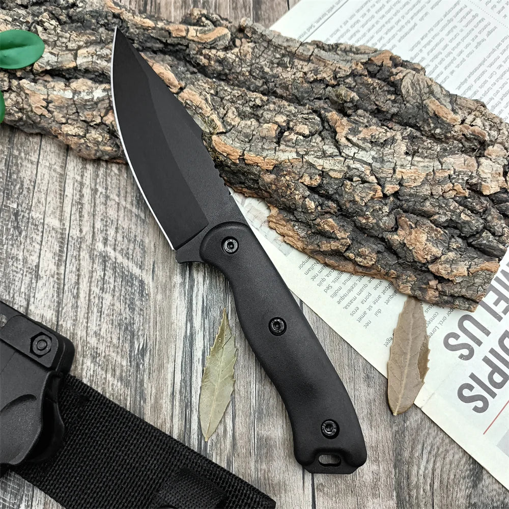 BK18 Fixed Blade EDC Knife D2 Steel Blade with Nylon Fiberglass Handle & Sheath, Portable Outdoor Tool for Camping Hiking