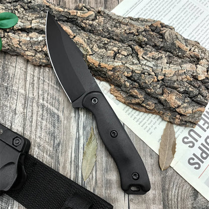 BK18 Fixed Blade EDC Knife D2 Steel Blade with Nylon Fiberglass Handle & Sheath, Portable Outdoor Tool for Camping Hiking