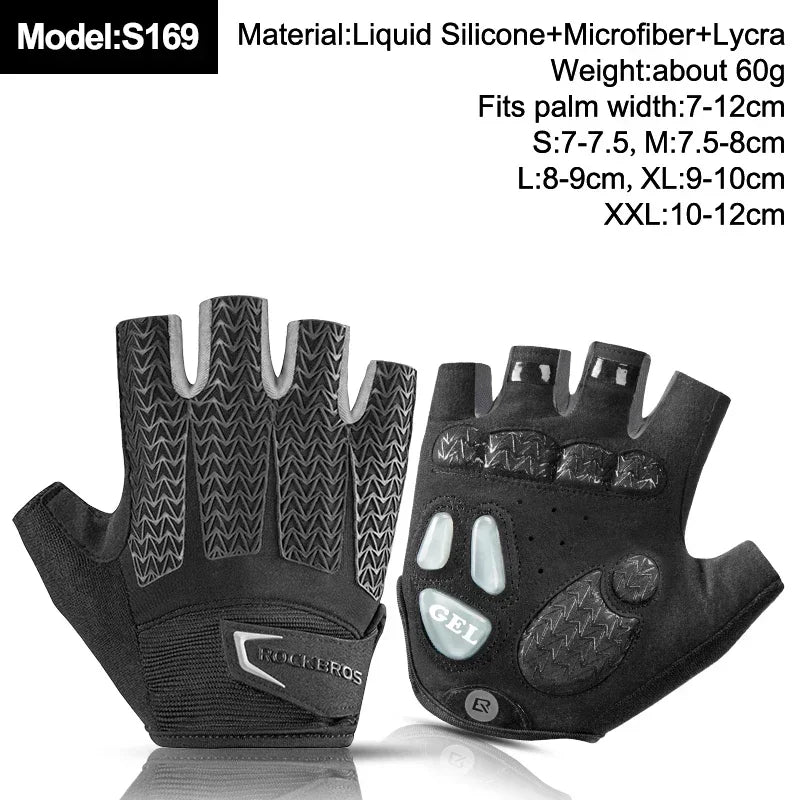 ROCKBROS New Road Bike MTB Gloves Microfiber Wear Resistant Gym Training Fingerless Glove Half Finger Bicycle Cycling Equipment