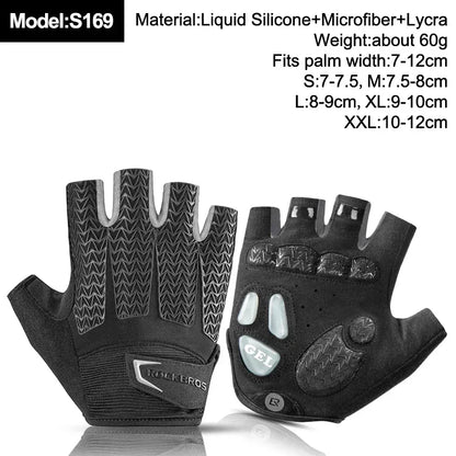 ROCKBROS New Road Bike MTB Gloves Microfiber Wear Resistant Gym Training Fingerless Glove Half Finger Bicycle Cycling Equipment