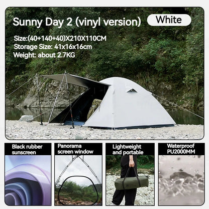 MOBI GARDEN Camping Hiking Tent 2-4 Person Portable Ultralight 3 Season Waterproof Black Coating for Outdoor Travel Backpacking