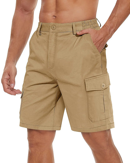 TACVASEN Summer Breathable Cotton Cargo Shorts Mens Casual Multi-pockets Twill Work Shorts Hiking Camping Short Pants Outdoor