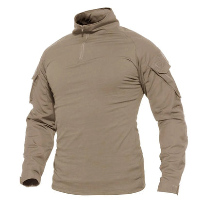 KEFITEVD Men's Hunting T-shirts 1/4 Zip Long Sleeve Shirt Outdoor Climbing Hiking Climbing Tees Camping Fishing Pullover Tops