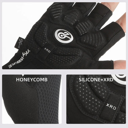 YKYWBIKE Cycling Gloves Unisex Half Finger PORON XRD Summer Breathable Shock Absorbing Bicycle Outdoors Road Bike Gloves