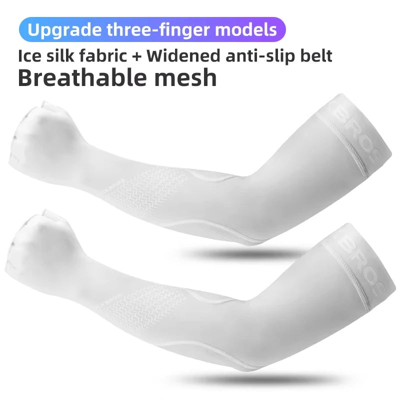 ROCKBROS Cycling Sleeves Summer Ice Fabric Running Arm UV Protection Sleeves Basketball Camping Riding Outdoors Sports Sleeves