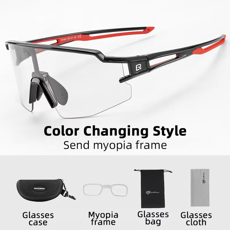 ROCKBROS Cycling Photochromic Glasses UV400 Outdoors Sports Sunglasses Bicycle Mens Frameless Glasses Goggles Technical Eyewear