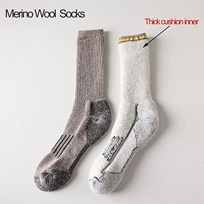 Unisex 80% Merino Wool Socks Hiking Thicken Warm Winter Sock Crew Compression Socks Moisture Wicking Soft Camping Cycling Socks