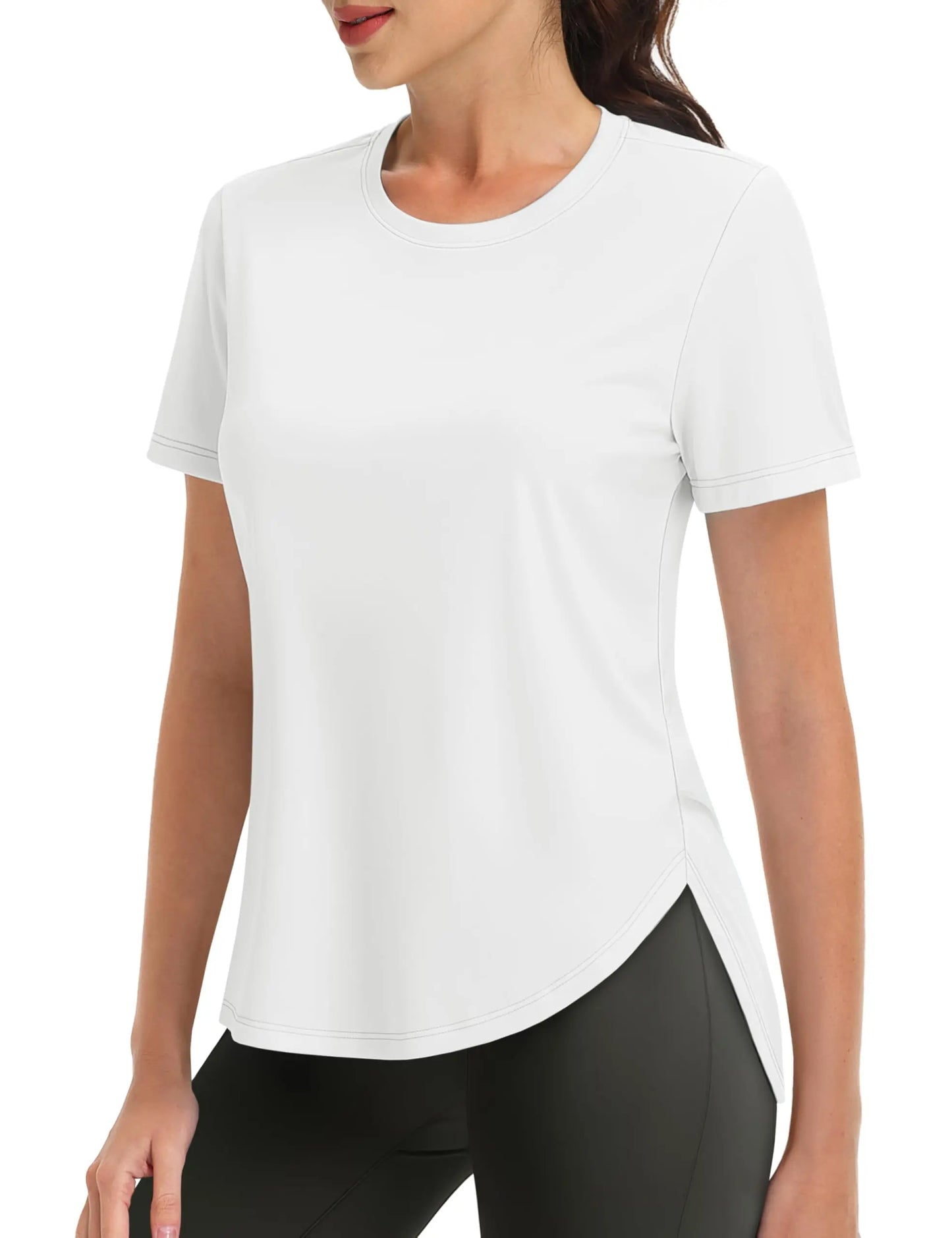 TACVASEN Womens UPF 50+ Sun Protection High Low Hem T-Shirt Quick Dry Hiking Side Split Top Summer Outdoor Breathable Shirts