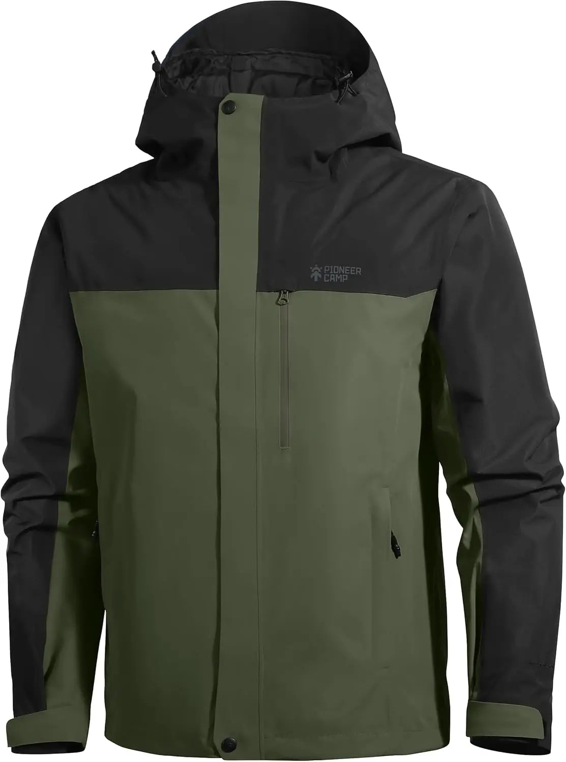 Pioneer Camp Mens Rain Jacket Waterproof Shell Jacket Hooded Lightweight Rain Coat for Outdoor Hiking 4 Pockets Windbreaker