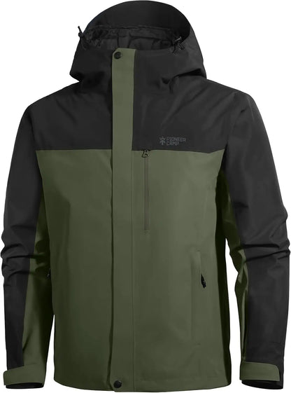 Pioneer Camp Mens Rain Jacket Waterproof Shell Jacket Hooded Lightweight Rain Coat for Outdoor Hiking 4 Pockets Windbreaker