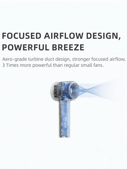 Kica JetFan mini Personal Handheld Fan 3000mAh, Metal Turbo Fan, Adjustable Speed, Outdoor/Travel/Camping, Up to 14H Work Time