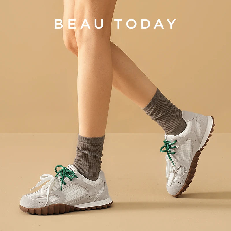 BEAUTODAY Casual Sneakers Women Mesh Patchwork Lace Up Ballet German Trainers Outdoors Ladies Sports Shoes Handmade 29935