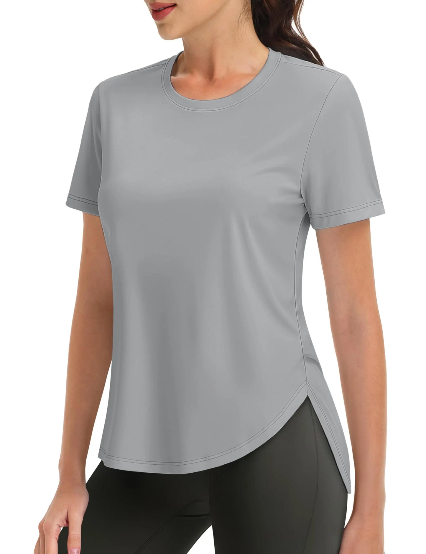 TACVASEN Womens UPF 50+ Sun Protection High Low Hem T-Shirt Quick Dry Hiking Side Split Top Summer Outdoor Breathable Shirts