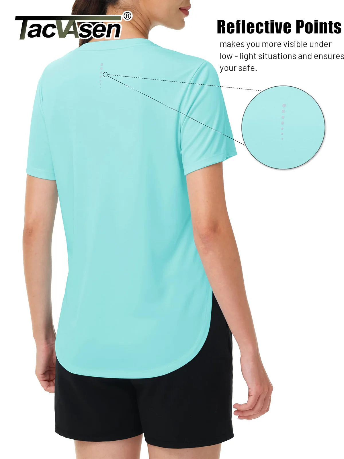 TACVASEN Womens UPF 50+ Sun Protection High Low Hem T-Shirt Quick Dry Hiking Side Split Top Summer Outdoor Breathable Shirts