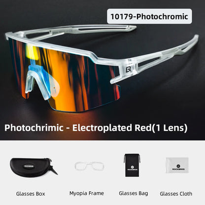 ROCKBROS Photochromic Polarized Bicycle Sunglasses UV400 Sunscreen Fishing Camping Hiking Riding Men Women Eyeglasses Eyewear