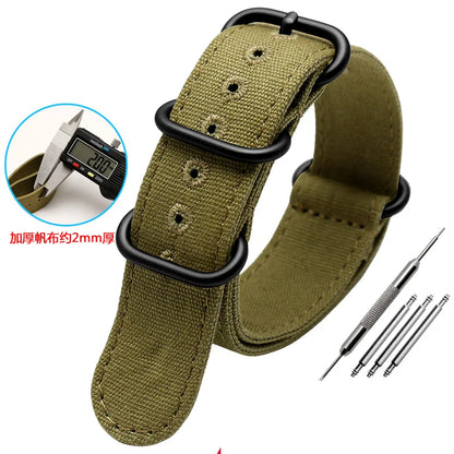 For any brand watch Fabric Military watchband watch Climbing Sports wristband straps 20 22 24 26mm men' Cotton canvas bracelet