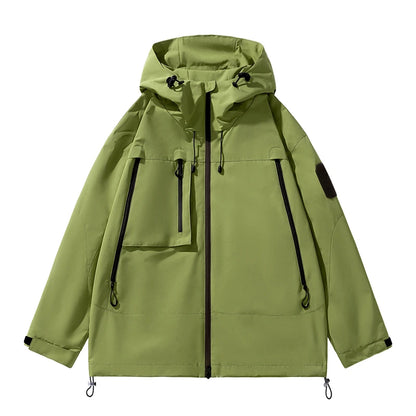Hiking Jackets Men Waterproof Windproof Casual Hooded Outdoor Sports Clothes Hiking Coat Running Climbing Solid Color Jacket