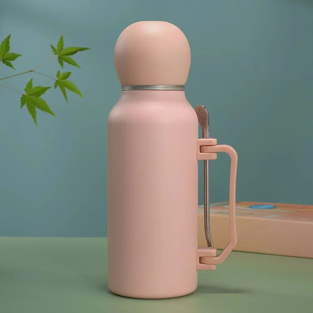 Stainless Steel Yerba Mate Thermos 1200ml Large Capacity Portable Vacuum Flask Outdoors Insulated Tumbler Handle Water Bottle