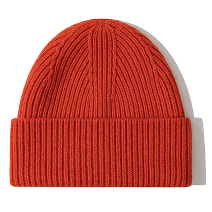 Men Women 100% Merino Wool Beanie Hats Winter Thermal Hat Cuffed Knit Ribbed Beanie Hiking Skiing One Size