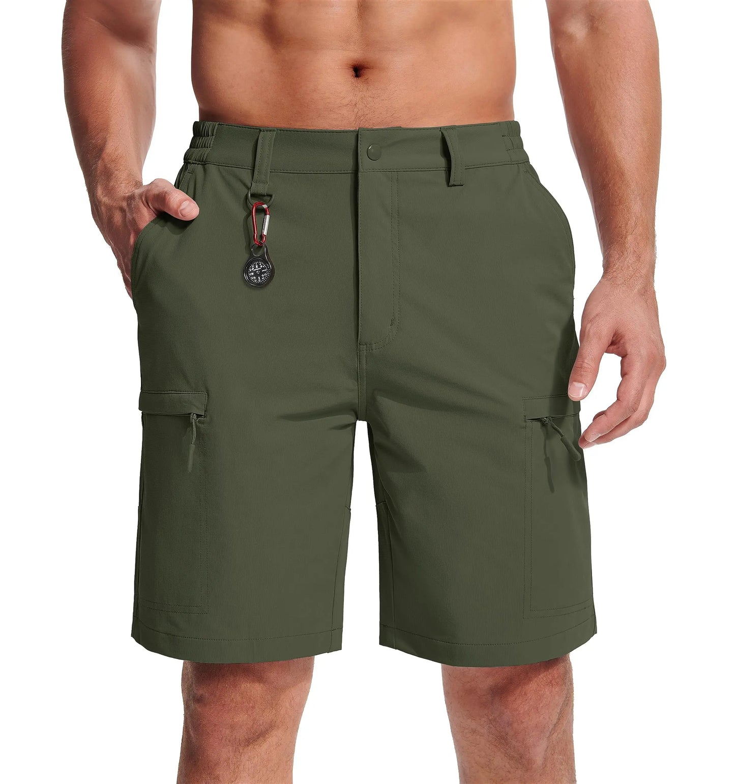 MAGCOMSEN Men's Cargo Shorts Multi-Pocket Elastic Breathable Quick-Drying Outdoor D-Ring Design Shorts Hiking Fishing Shorts
