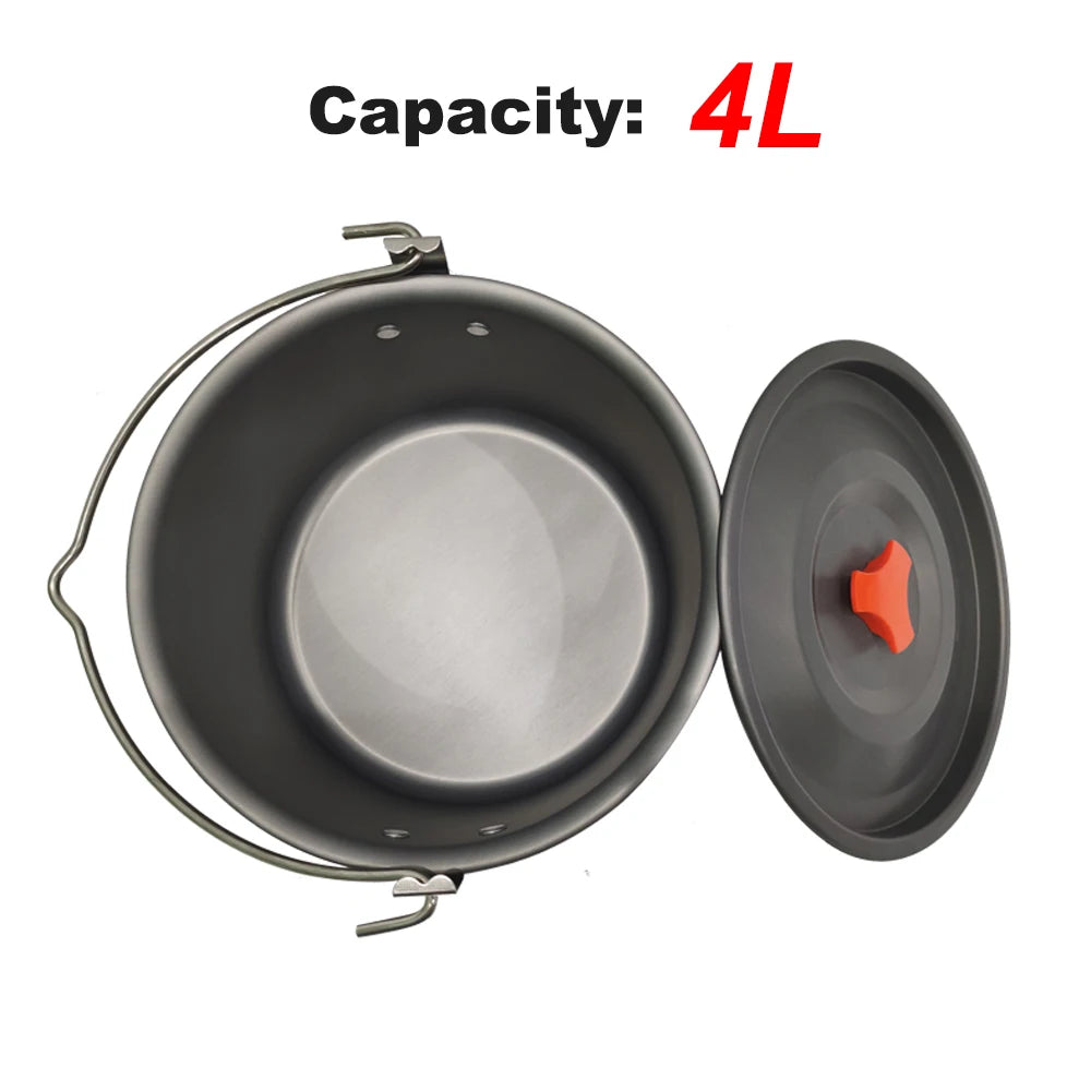 Outdoors 4-6 People Camping Non-stick Pan Camping Hanging Pot Cauldron Team Bonfire Have A Picnic Pot Portable Picnic
