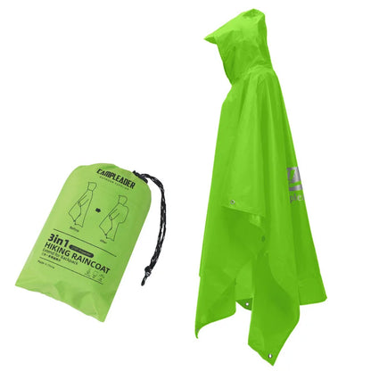 3 In 1 Waterproof Raincoat Lightweight Outdoor Hiking Rain Poncho Rain Jacket Cover Sun Shelter Camping Hiking Cycling Climbing