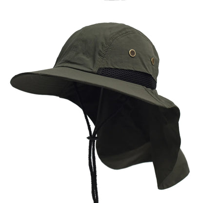 New Print Logo Solid Color Visor Hat Adjustable Fishing Cap Men Uv Face Neck Cover Hats Quick Drying Wide Brim Hiking Caps
