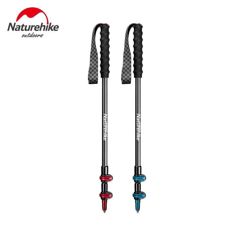 Naturehike ST10-Trekking Pole 135g Carbon Fiber Cane External Lock 3-Section Telescopic Rod Ultralight Hiking Walking Stick Cane
