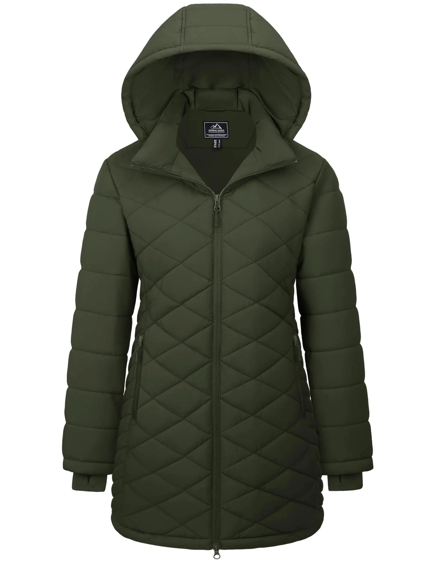 TACVASEN Winter Long Quilted Puffer Jackets Women's Lightweight Warm Insulated Coat Waterproof Outwear Parkas with Hood Hiking