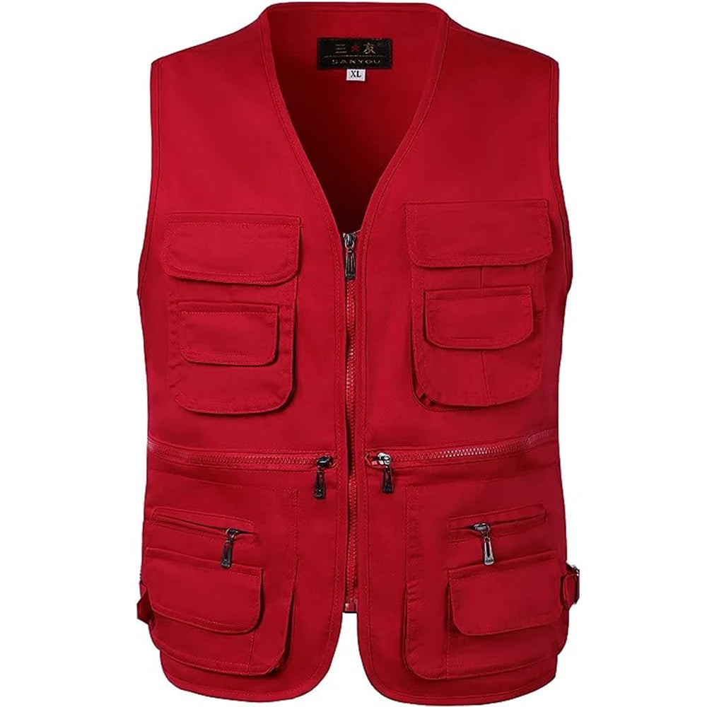 Outdoor Hiking Vest Men's Multi-pocket Breathable Hunting Fishing Vest Men's Thin Outdoor Simple Sports Jacket