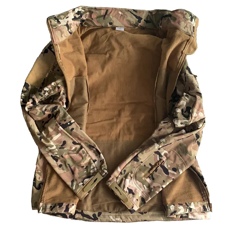 Outdoor Fleece Tactical Jackets Multicam Men Waterproof Hiking Working Outdoors Windbreaker Camping Jacket Combat Coat Hoodie