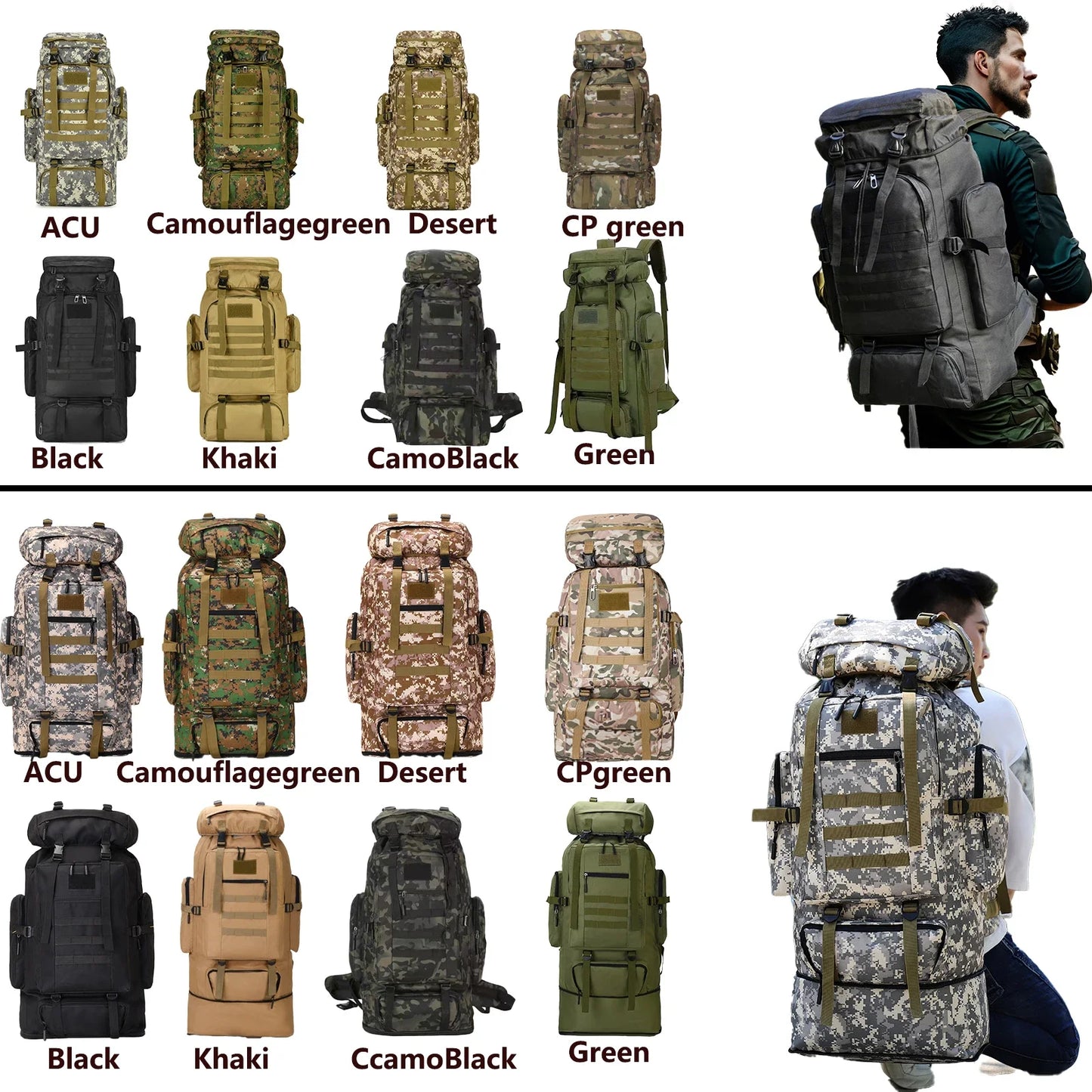 Mountaineering Bag Climb Bag Tactical Backpacks Large Backpack Outdoors Hiking Camping Travel Bags