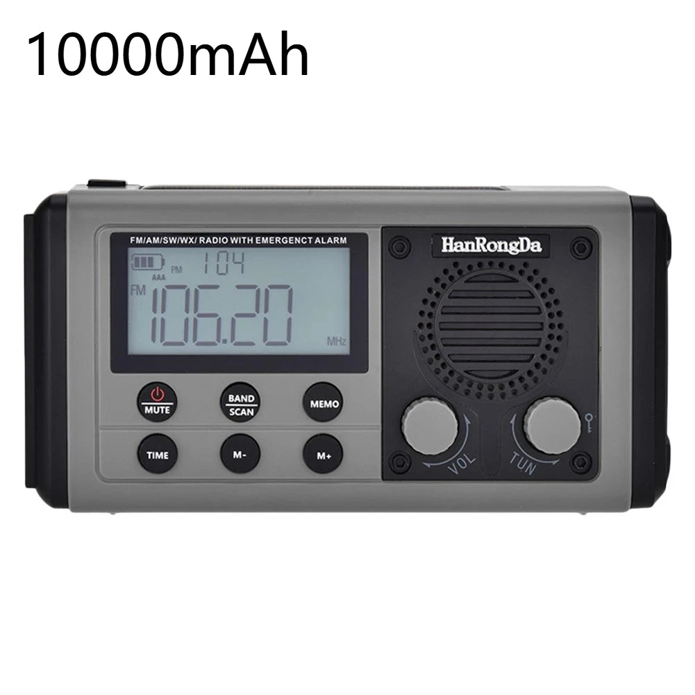 Woopker 10000mAh FM Radio HRD-907 Solar Hand-Carry Portable Emergency Radio AM/FM/SW Waterproof Reading Light SOS for Outdoors
