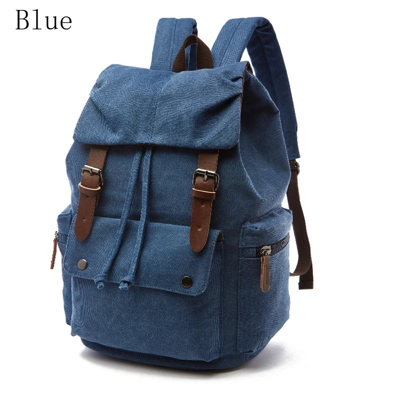 Vintage Canvas Backpack Simple Leisure Computer Bag Portable Hiking Travel Backpack Large Capacity Men Women Universal Schoolbag