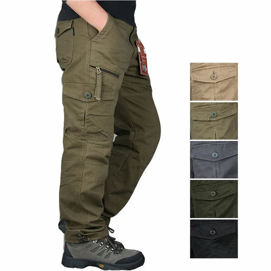 Spring Cargo Pants Man Cotton Reinforced Utility Military Outdoors Man Work Trousers Long Tactical Pants For Men Fashion Casual