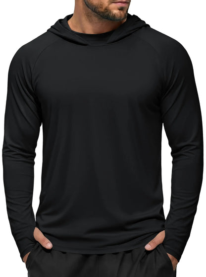 TACVASEN Men's UPF 50+ Hoodie Fishing Shirts Long Sleeve High Collar Mesh UV Sun Protection Rash Guard Swim Beach Running Hiking