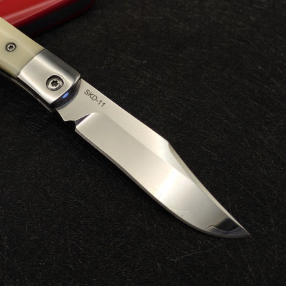 Triple steel blade acrylic handle small folding knife, outdoor camping, hiking, fishing, fruit multifunctional knife