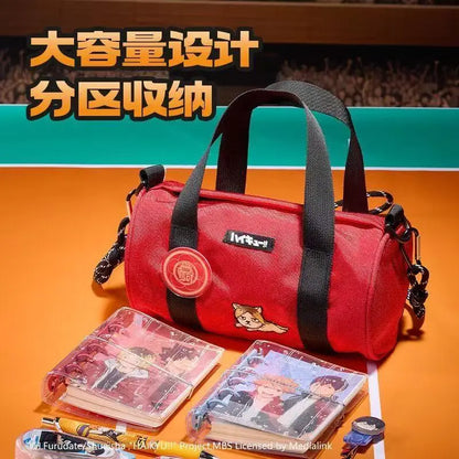 Haikyuu!! HandbagLarge-capacity Student Backpack Sports Fitness Mountain Climbing Hiking Crossbody Cylindrical Storage Bag